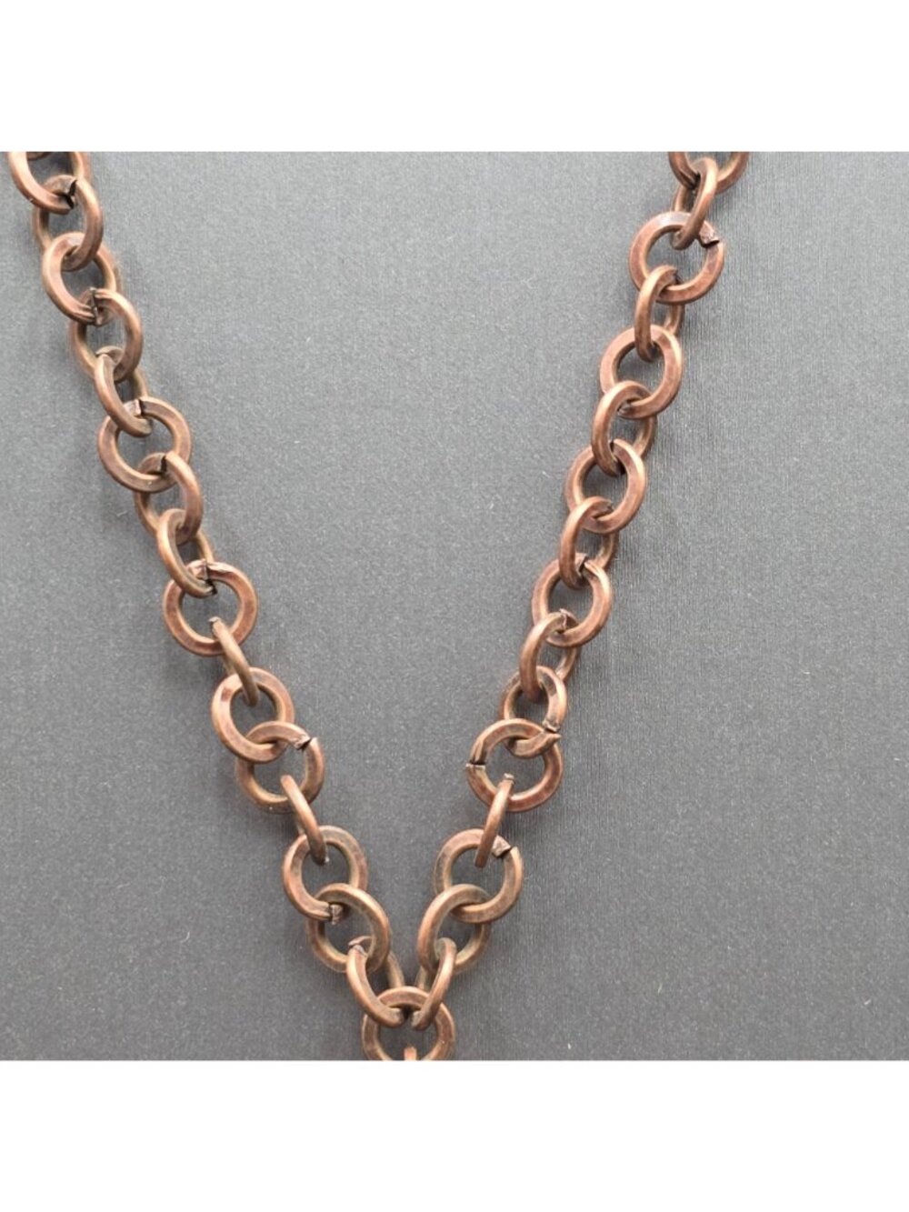 Etruscan Revival Copper Plated Stainless Steel Cross Pendant Necklace Rhinestone - Picture 6 of 9